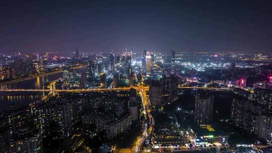 广州_广州全貌_夜景航拍延时_城市建筑群