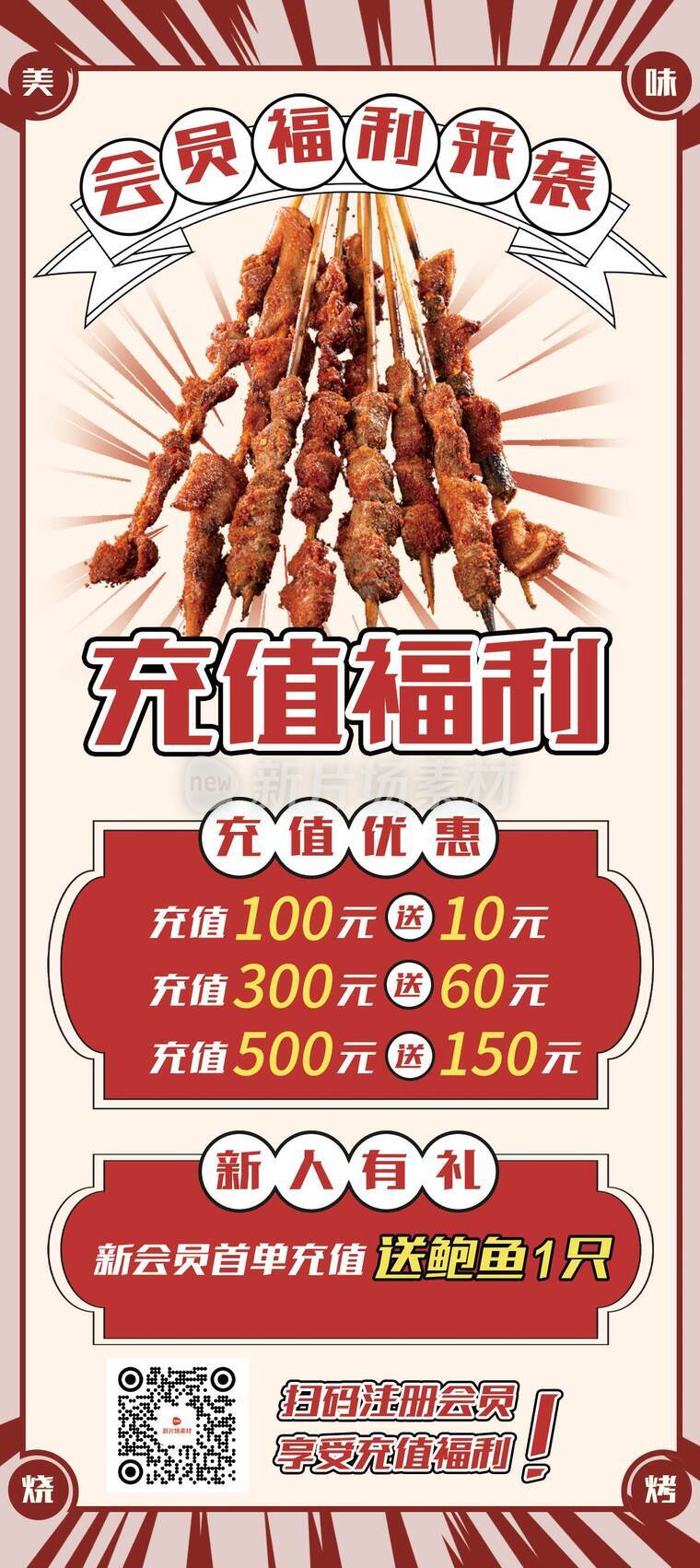 创意时尚餐饮店会员福利充值营销活动详情