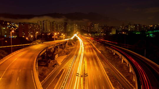 高速公路夜景延时摄影