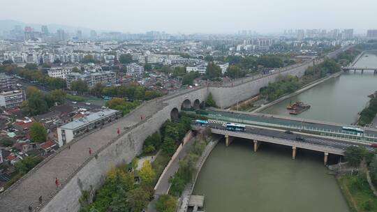 航拍南京古城墙视频素材模板下载