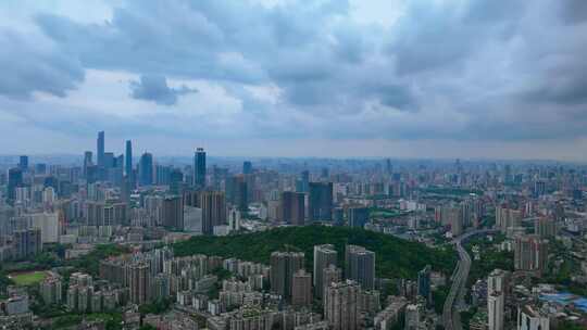 航拍城市狂风暴雨风起云涌