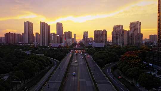 湖南岳阳城市风光航拍