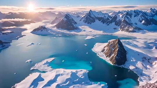 雪山湖泊壮丽全景