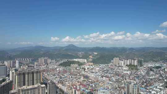 贵州凯里城市大景蓝天白云航拍
