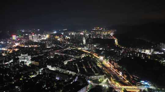 广东云浮城市大景夜景灯光航拍