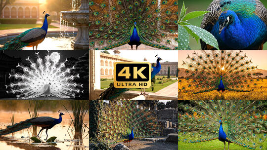 孔雀在自然景观中的画面高清在线视频素材下载