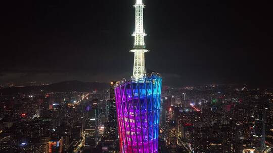 广州塔夜景航拍视频素材模板下载