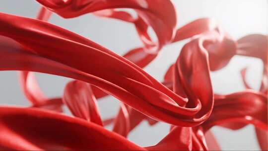 红色丝绸飘动唯美抽象背景视频
