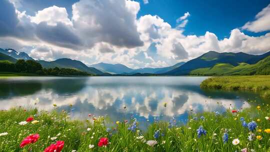 湖光山色花草自然风光