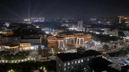 许昌曹魏古城夜景视频素材模板下载