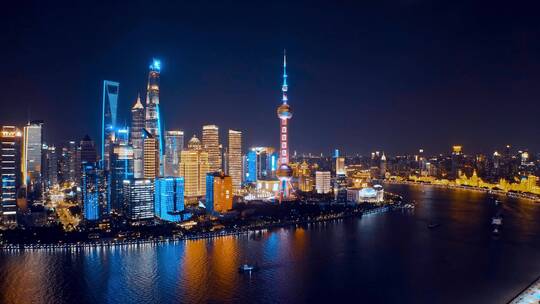 上海北外滩夜景航拍