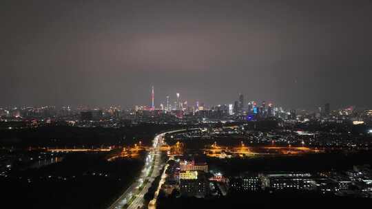 广州海珠区番禺大桥夜景航拍视频素材模板下载