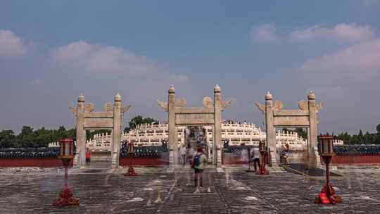 8K北京天坛公园圜丘历史建筑人流延时视频素材模板下载