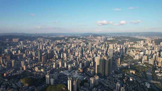 贵州贵阳城市大景蓝天白云航拍