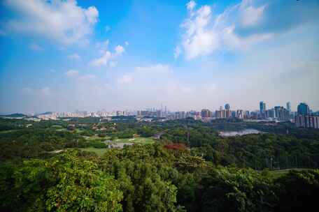 广州城市大景全景远景延时