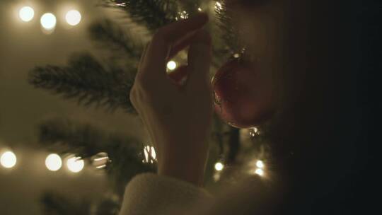 灯光和装饰的圣诞树
