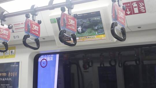 地铁扶手吊环大熊猫高清视频素材