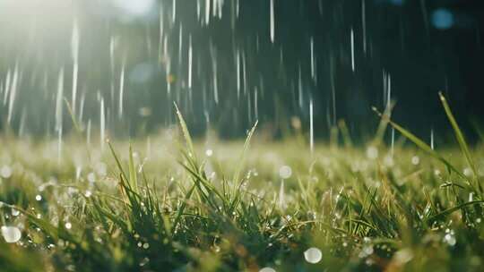 秋雨时节的希望小草顽强生长视频