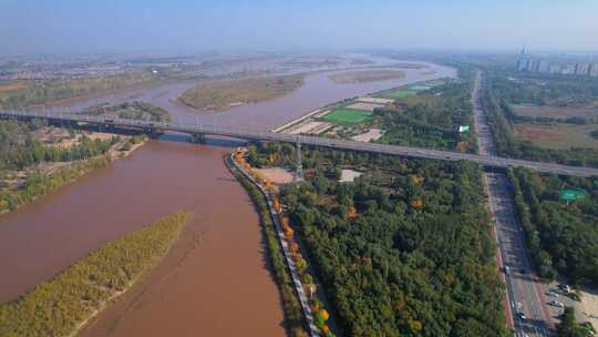 航拍宁夏吴忠黄河宁夏黄河母亲河视频素材模板下载