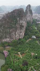 竖版航拍广西桂林旅游城市风景山水