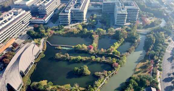 中国杭州阿里巴巴园区秋日美景