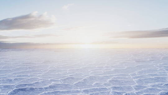 寒冷裂开的冰面与阳光背景3D渲染