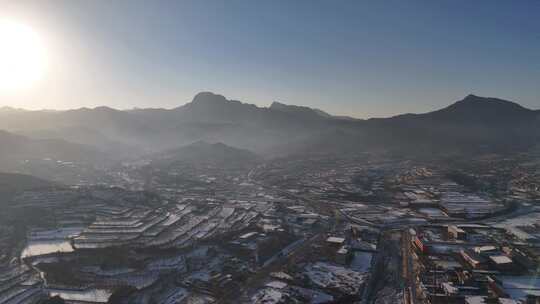 航拍雪景 唯美冬日空镜 立冬 冬至节气