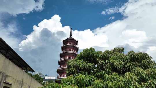 广东省广州市越秀区六榕寺塔全景航拍