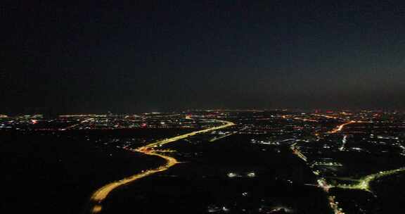 石狮石湖港区夜景航拍