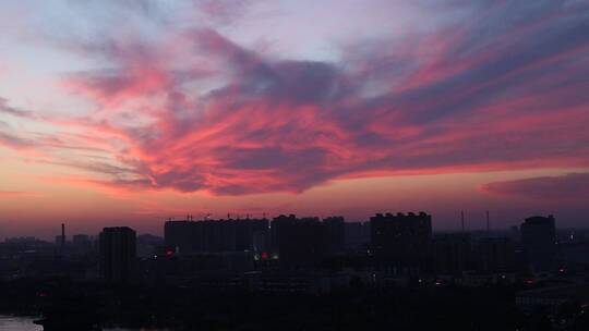 济南城市夜景，历下区日落风光
