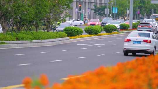 城市马路街道街头街景上班下班高峰期汽车车