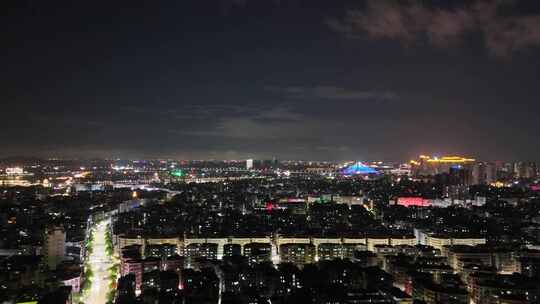 广东潮州城市大景夜景航拍