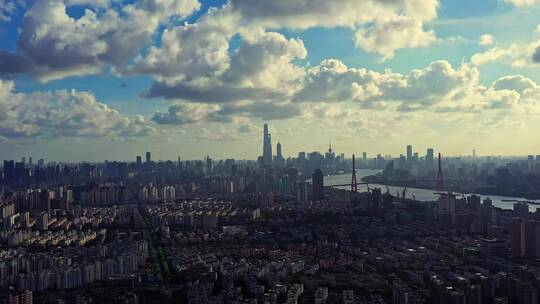 上海陆家嘴黄浦江全景风光