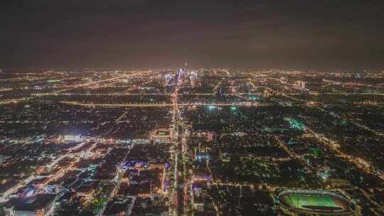 江苏苏州城市夜景航拍移动延时