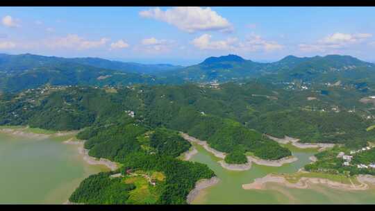 航拍陕西安康瀛湖风景区