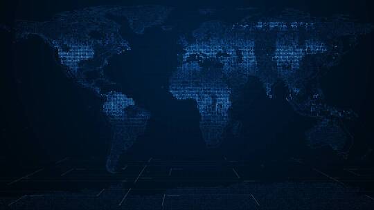 蓝色科技感世界地图视频元素