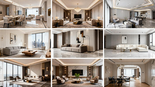 轻奢现代简约客厅设计 高端住宅室内装修