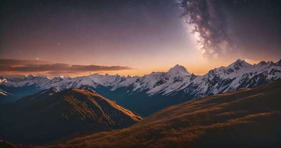 雪山星空全景