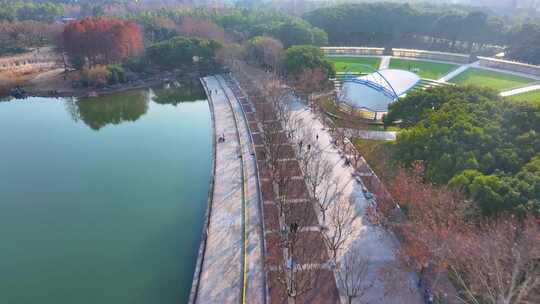 上海浦东新区世纪公园航拍城市地标风景风光