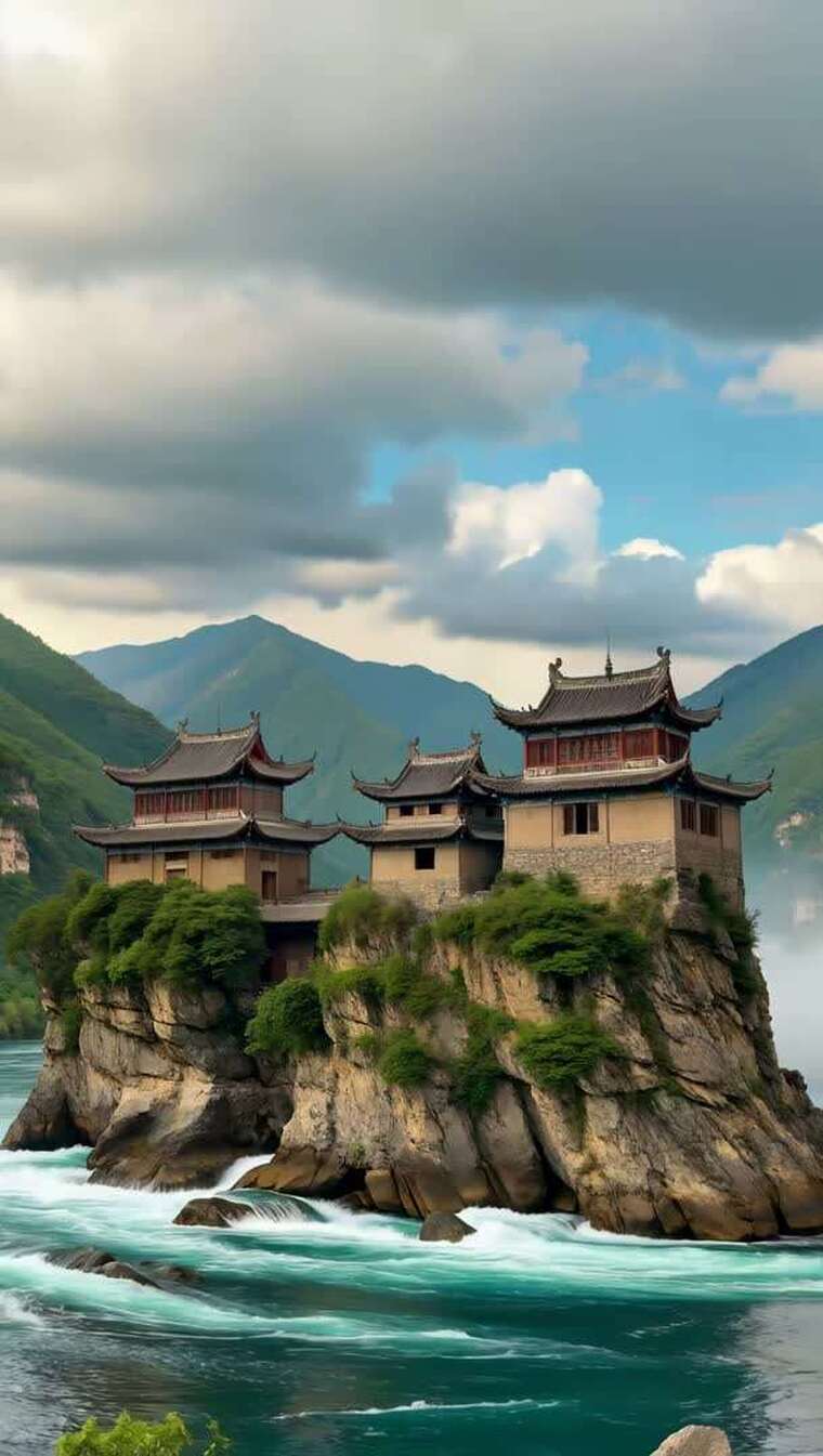 山水间的中式古建筑