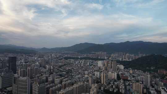 福建龙岩城市大景航拍