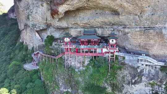 航拍福建漳州平和灵通岩悬空寺青云寺