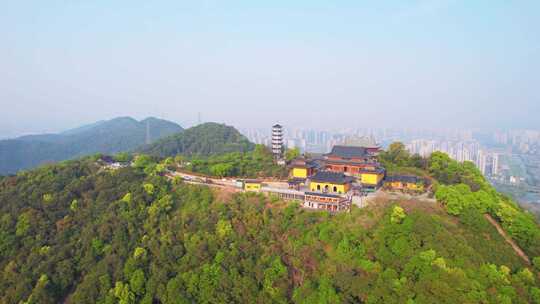 杭州萧山湘湖先照寺建筑风景航拍