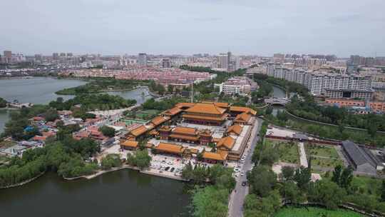 山东聊城护国寺历史古建筑航拍