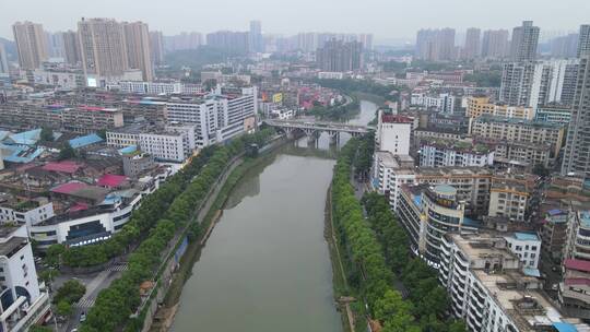 航拍湖南邵阳邵水城市风光