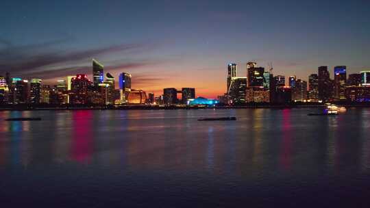 杭州钱塘江畔钱江新城城市繁华夜景