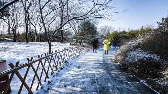 大明湖 雪景视频素材模板下载