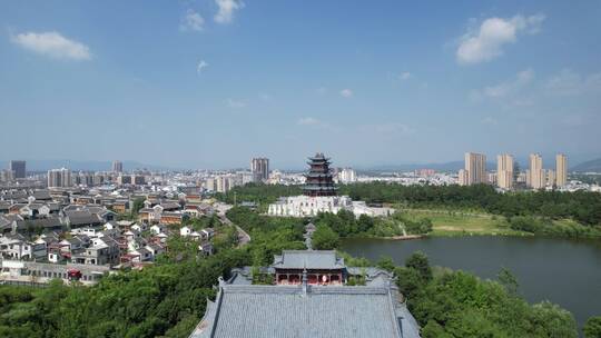 城市小区高楼大厦郊外户外寺庙航拍