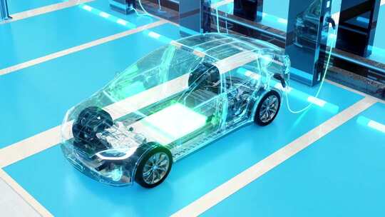 新能源全息HUD汽车动画新能源电池充电片头视频素材模板下载