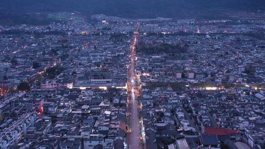 大理旅游大理古城夜景航拍